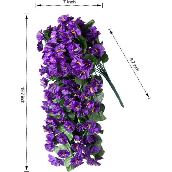 2pc Artificial Faux Hanging Flowers Plants for Outdoor Outside Summer Decoration - Picture 2 of 7